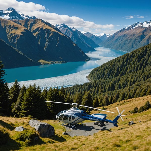 Où trouver une maison de vacances en Nouvelle-Zélande avec des excursions en hélicoptère et des randonnées sur glaciers?